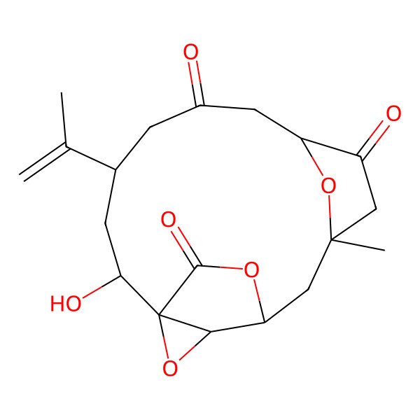 2D Structure of (1R,2S,4S,8R,11S,13R,14R)-2-hydroxy-11-methyl-4-prop-1-en-2-yl-15,17,18-trioxatetracyclo[11.2.2.18,11.01,14]octadecane-6,9,16-trione