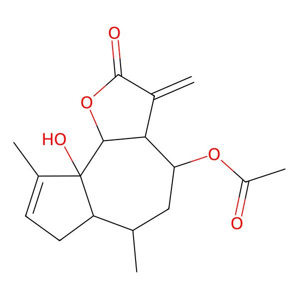 2D Structure of [(3aR,4S,6S,6aS,9aS,9bR)-9a-hydroxy-6,9-dimethyl-3-methylidene-2-oxo-4,5,6,6a,7,9b-hexahydro-3aH-azuleno[4,5-b]furan-4-yl] acetate