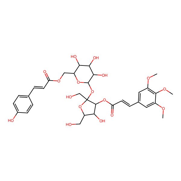 2D Structure of [(2R,3S,4S,5R,6R)-3,4,5-trihydroxy-6-[(2S,3S,4R,5R)-4-hydroxy-2,5-bis(hydroxymethyl)-3-[(E)-3-(3,4,5-trimethoxyphenyl)prop-2-enoyl]oxyoxolan-2-yl]oxyoxan-2-yl]methyl (E)-3-(4-hydroxyphenyl)prop-2-enoate