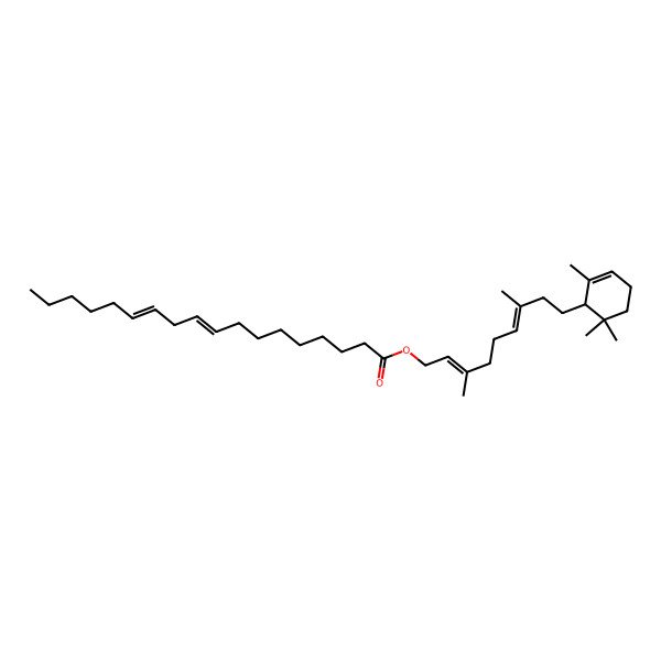 2D Structure of [(2E,6E)-3,7-dimethyl-9-[(1S)-2,6,6-trimethylcyclohex-2-en-1-yl]nona-2,6-dienyl] (9Z,12Z)-octadeca-9,12-dienoate
