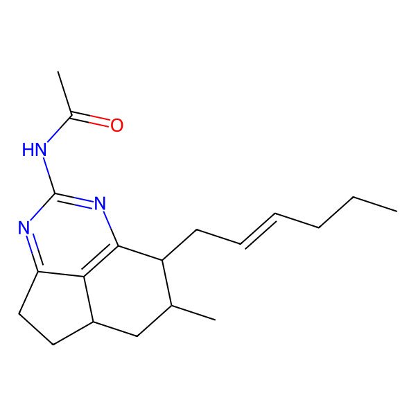 2D Structure of N-[(1S,9S,10R)-9-[(Z)-hex-2-enyl]-10-methyl-5,7-diazatricyclo[6.3.1.04,12]dodeca-4(12),5,7-trien-6-yl]acetamide