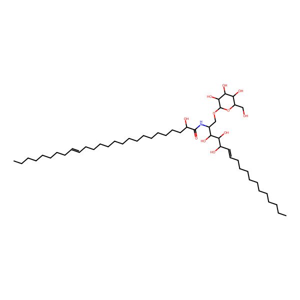 2D Structure of 2-hydroxy-N-[3,4,5-trihydroxy-1-[3,4,5-trihydroxy-6-(hydroxymethyl)oxan-2-yl]oxyoctadec-6-en-2-yl]hexacos-17-enamide