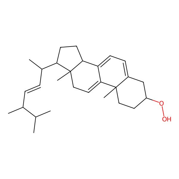 2D Structure of 17-(5,6-dimethylhept-3-en-2-yl)-3-hydroperoxy-10,13-dimethyl-2,3,4,12,14,15,16,17-octahydro-1H-cyclopenta[a]phenanthrene