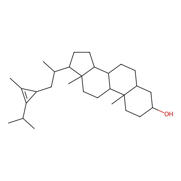 2D Structure of (3S,5S,8R,9S,10S,13R,14S,17R)-10,13-dimethyl-17-[(2R)-1-[(1S)-2-methyl-3-propan-2-ylcycloprop-2-en-1-yl]propan-2-yl]-2,3,4,5,6,7,8,9,11,12,14,15,16,17-tetradecahydro-1H-cyclopenta[a]phenanthren-3-ol