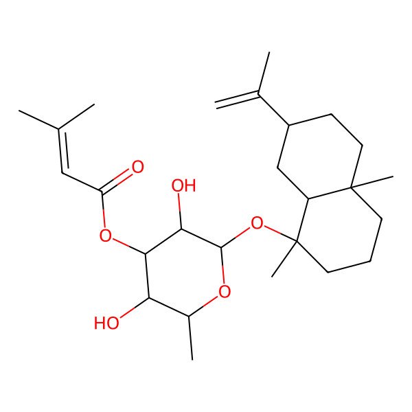 2D Structure of [2-[(1,4a-Dimethyl-7-prop-1-en-2-yl-2,3,4,5,6,7,8,8a-octahydronaphthalen-1-yl)oxy]-3,5-dihydroxy-6-methyloxan-4-yl] 3-methylbut-2-enoate