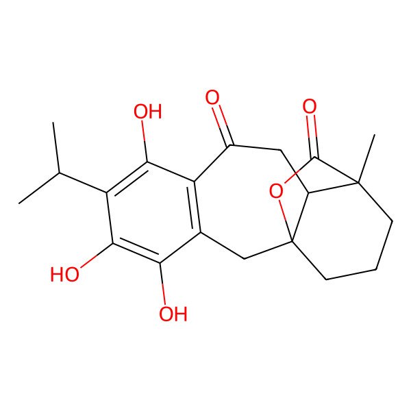 2D Structure of 4,5,7-Trihydroxy-12-methyl-6-propan-2-yl-16-oxatetracyclo[10.3.2.01,11.03,8]heptadeca-3(8),4,6-triene-9,17-dione