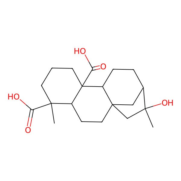 2D Structure of (1S,4R,5R,9R,10R,13R,14R)-14-hydroxy-5,14-dimethyltetracyclo[11.2.1.01,10.04,9]hexadecane-5,9-dicarboxylic acid