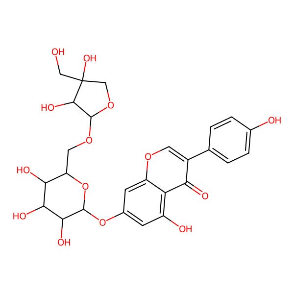 2D Structure of 7-[(2S,3R,4S,5S,6R)-6-[[(2R,3S,4S)-3,4-dihydroxy-4-(hydroxymethyl)oxolan-2-yl]oxymethyl]-3,4,5-trihydroxyoxan-2-yl]oxy-5-hydroxy-3-(4-hydroxyphenyl)chromen-4-one
