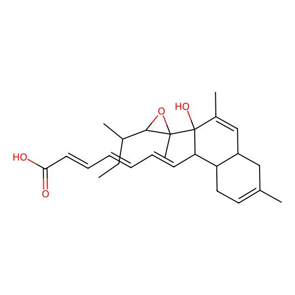 2D Structure of 7-[2-(3-butan-2-yl-2-methyloxiran-2-yl)-2-hydroxy-3,6-dimethyl-4a,5,8,8a-tetrahydro-1H-naphthalen-1-yl]hepta-2,4,6-trienoic acid
