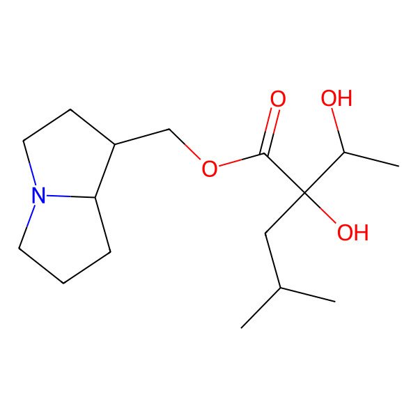 2D Structure of [(1R,8S)-2,3,5,6,7,8-hexahydro-1H-pyrrolizin-1-yl]methyl (2S)-2-hydroxy-2-[(1S)-1-hydroxyethyl]-4-methylpentanoate