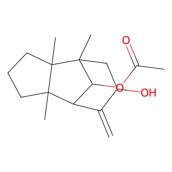 2D Structure of [(1S,2S,6S,7S,9S,11S)-9-hydroxy-1,2,6-trimethyl-8-methylidene-11-tricyclo[5.3.1.02,6]undecanyl] acetate