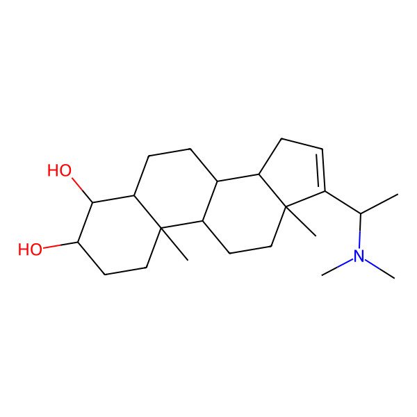 2D Structure of (3S,4S,5R,8R,9S,10R,13S,14S)-17-[(1S)-1-(dimethylamino)ethyl]-10,13-dimethyl-2,3,4,5,6,7,8,9,11,12,14,15-dodecahydro-1H-cyclopenta[a]phenanthrene-3,4-diol