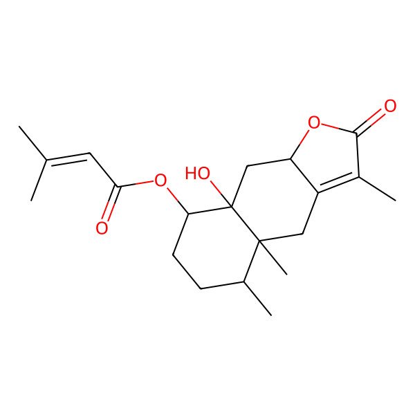 2D Structure of (8a-hydroxy-3,4a,5-trimethyl-2-oxo-5,6,7,8,9,9a-hexahydro-4H-benzo[f][1]benzofuran-8-yl) 3-methylbut-2-enoate