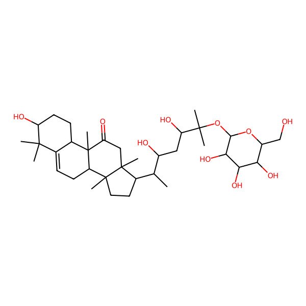 2D Structure of (3S,8S,9R,10R,13R,14S,17R)-17-[(2S,3R,5R)-3,5-dihydroxy-6-methyl-6-[(2S,3R,4S,5S,6R)-3,4,5-trihydroxy-6-(hydroxymethyl)oxan-2-yl]oxyheptan-2-yl]-3-hydroxy-4,4,9,13,14-pentamethyl-1,2,3,7,8,10,12,15,16,17-decahydrocyclopenta[a]phenanthren-11-one