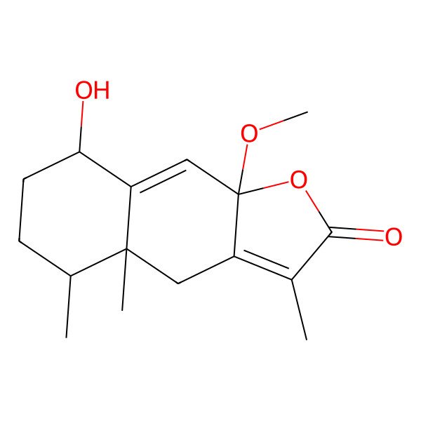 2D Structure of (4aR,5S,8R,9aR)-8-hydroxy-9a-methoxy-3,4a,5-trimethyl-5,6,7,8-tetrahydro-4H-benzo[f][1]benzofuran-2-one