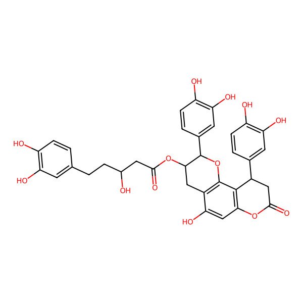 2D Structure of [2,10-bis(3,4-dihydroxyphenyl)-5-hydroxy-8-oxo-3,4,9,10-tetrahydro-2H-pyrano[2,3-f]chromen-3-yl] 5-(3,4-dihydroxyphenyl)-3-hydroxypentanoate