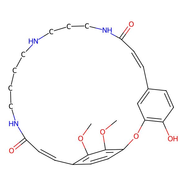 2D Structure of 4-Hydroxy-25,26-dimethoxy-2-oxa-11,15,20-triazatricyclo[22.2.2.13,7]nonacosa-1(26),3,5,7(29),8,22,24,27-octaene-10,21-dione