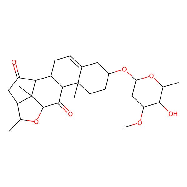 2D Structure of (1R,2S,7S,10R,11S,13R,15S,16R,19R)-7-[(2S,4R,5S,6R)-5-hydroxy-4-methoxy-6-methyloxan-2-yl]oxy-10,15,19-trimethyl-14-oxapentacyclo[11.5.1.02,11.05,10.016,19]nonadec-4-ene-12,18-dione