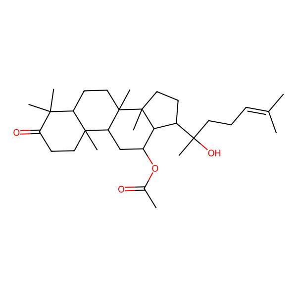 2D Structure of [(5R,8R,9R,10R,13R,14R,17S)-17-[(2S)-2-hydroxy-6-methylhept-5-en-2-yl]-4,4,8,10,14-pentamethyl-3-oxo-1,2,5,6,7,9,11,12,13,15,16,17-dodecahydrocyclopenta[a]phenanthren-12-yl] acetate