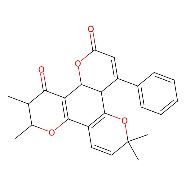 2D Structure of (2R,7S,16R,17R)-10,10,16,17-tetramethyl-6-phenyl-3,9,15-trioxatetracyclo[12.4.0.02,7.08,13]octadeca-1(14),5,8(13),11-tetraene-4,18-dione