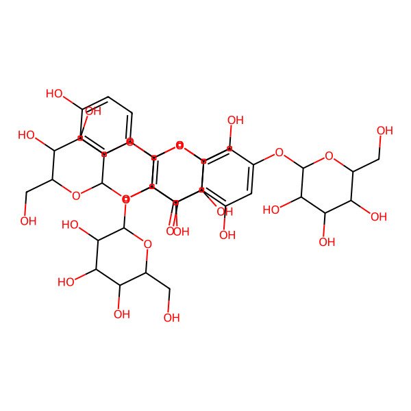 2D Structure of 3-[(2S,3R,4S,5S,6S)-3-[(2S,3R,4S,5S,6R)-4,5-dihydroxy-6-(hydroxymethyl)-3-[(2S,3R,4S,5S,6R)-3,4,5-trihydroxy-6-(hydroxymethyl)oxan-2-yl]oxyoxan-2-yl]oxy-4,5-dihydroxy-6-(hydroxymethyl)oxan-2-yl]oxy-5-hydroxy-2-(4-hydroxyphenyl)-7-[(2S,3S,4S,5S,6S)-3,4,5-trihydroxy-6-(hydroxymethyl)oxan-2-yl]oxychromen-4-one