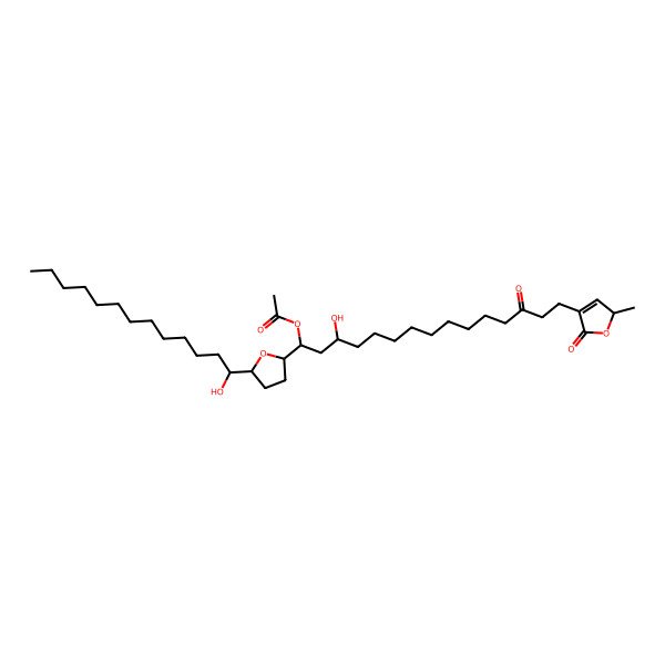 2D Structure of [(1R,3S)-3-hydroxy-1-[(2R,5R)-5-[(1S)-1-hydroxytridecyl]oxolan-2-yl]-15-[(2S)-2-methyl-5-oxo-2H-furan-4-yl]-13-oxopentadecyl] acetate