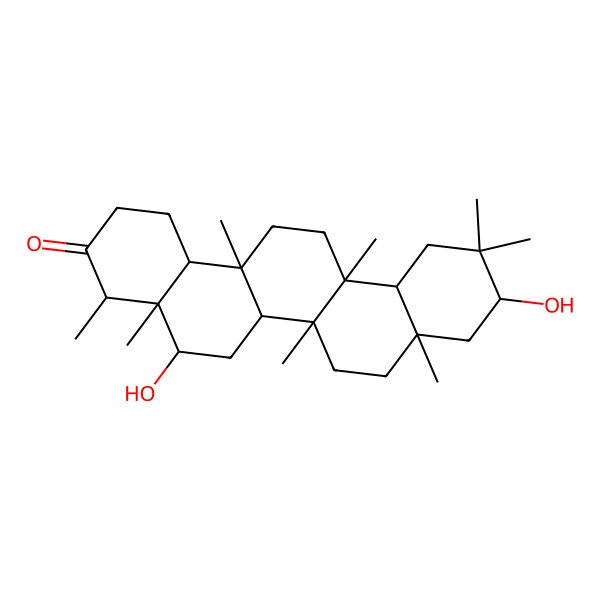 2D Structure of (4R,4aS,5R,6aS,6aS,6bR,8aS,10S,12aR,14aR,14bS)-5,10-dihydroxy-4,4a,6a,6b,8a,11,11,14a-octamethyl-2,4,5,6,6a,7,8,9,10,12,12a,13,14,14b-tetradecahydro-1H-picen-3-one