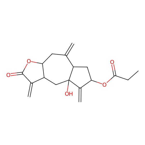 2D Structure of [(3aS,5aS,7R,8aS,9aR)-8a-hydroxy-1,5,8-trimethylidene-2-oxo-4,5a,6,7,9,9a-hexahydro-3aH-azuleno[6,5-b]furan-7-yl] propanoate