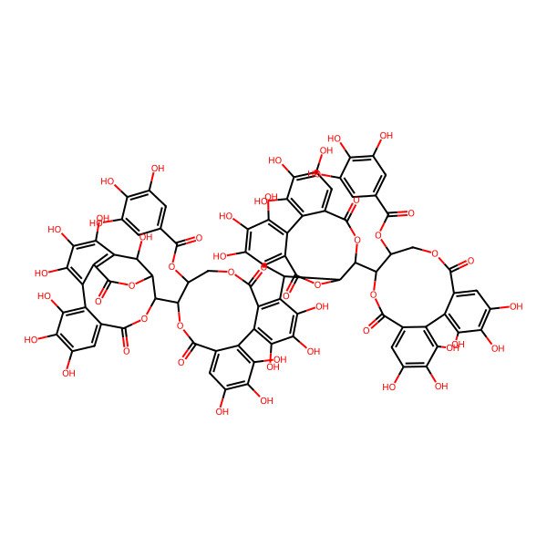 2D Structure of [(10R,11S)-10-[(14R,15R,19S)-19-[(11S,12R)-12-[(14R,15R,19R)-2,3,4,7,8,9,19-heptahydroxy-12,17-dioxo-13,16-dioxatetracyclo[13.3.1.05,18.06,11]nonadeca-1,3,5(18),6,8,10-hexaen-14-yl]-3,4,5,17,18,19-hexahydroxy-8,14-dioxo-11-(3,4,5-trihydroxybenzoyl)oxy-9,13-dioxatricyclo[13.4.0.02,7]nonadeca-1(19),2(7),3,5,15,17-hexaen-6-yl]-2,3,4,7,8,9-hexahydroxy-12,17-dioxo-13,16-dioxatetracyclo[13.3.1.05,18.06,11]nonadeca-1,3,5(18),6,8,10-hexaen-14-yl]-3,4,5,17,18,19-hexahydroxy-8,14-dioxo-9,13-dioxatricyclo[13.4.0.02,7]nonadeca-1(19),2,4,6,15,17-hexaen-11-yl] 3,4,5-trihydroxybenzoate