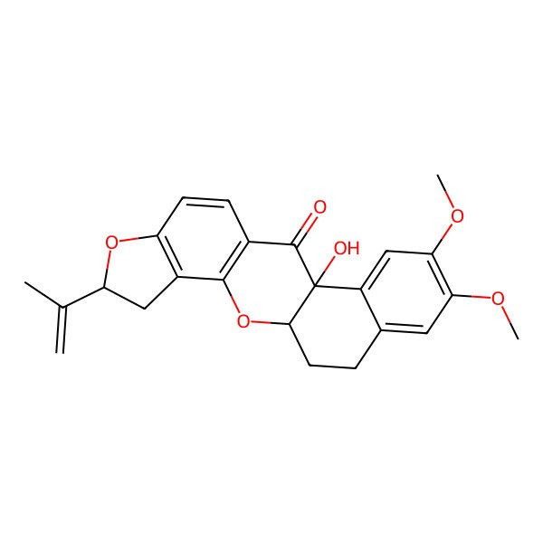 2D Structure of 13-Hydroxy-16,17-dimethoxy-6-prop-1-en-2-yl-2,7-dioxapentacyclo[11.8.0.03,11.04,8.014,19]henicosa-3(11),4(8),9,14,16,18-hexaen-12-one