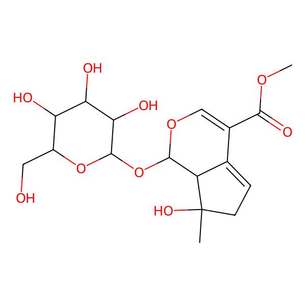 2D Structure of methyl (1S,7R,7aS)-7-hydroxy-7-methyl-1-[(2S,3R,4S,5S,6R)-3,4,5-trihydroxy-6-(hydroxymethyl)oxan-2-yl]oxy-6,7a-dihydro-1H-cyclopenta[c]pyran-4-carboxylate