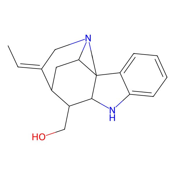 2D Structure of [(1S,9S,10S,11R,12E,17S)-12-ethylidene-8,14-diazapentacyclo[9.5.2.01,9.02,7.014,17]octadeca-2,4,6-trien-10-yl]methanol