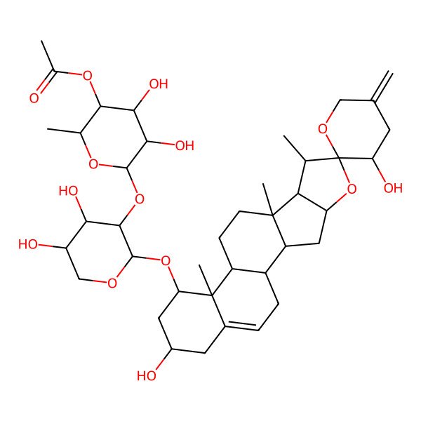 2D Structure of [(23S)-3beta,23-Dihydroxyspirosta-5,25(27)-diene-1beta-yl]2-O-(4-O-acetyl-alpha-L-rhamnopyranosyl)-alpha-L-arabinopyranoside