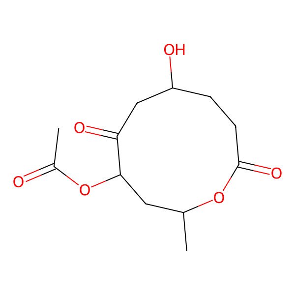 2D Structure of 8alpha-Acetoxy-5alpha-hydroxy-7-oxodecan-10-olide 2D Structure of 8alpha-Acetoxy-5alpha-hydroxy-7-oxodecan-10-olide