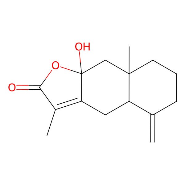 2D Structure of (8aR)-9a-hydroxy-3,8a-dimethyl-5-methylidene-4,4a,6,7,8,9-hexahydrobenzo[f][1]benzofuran-2-one