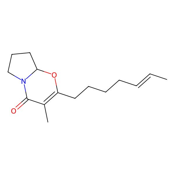 2D Structure of (8aS)-2-[(E)-hept-5-enyl]-3-methyl-6,7,8,8a-tetrahydropyrrolo[2,1-b][1,3]oxazin-4-one