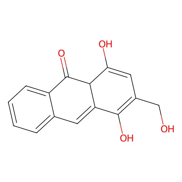 2D Structure of (8aS)-5,8-dihydroxy-6-(hydroxymethyl)-8aH-anthracen-9-one