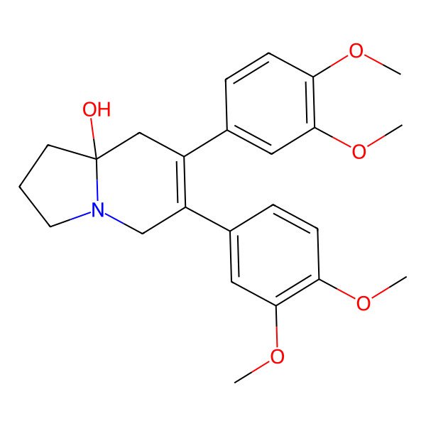 2D Structure of (8aS)-6,7-bis(3,4-dimethoxyphenyl)-2,3,5,8-tetrahydro-1H-indolizin-8a-ol