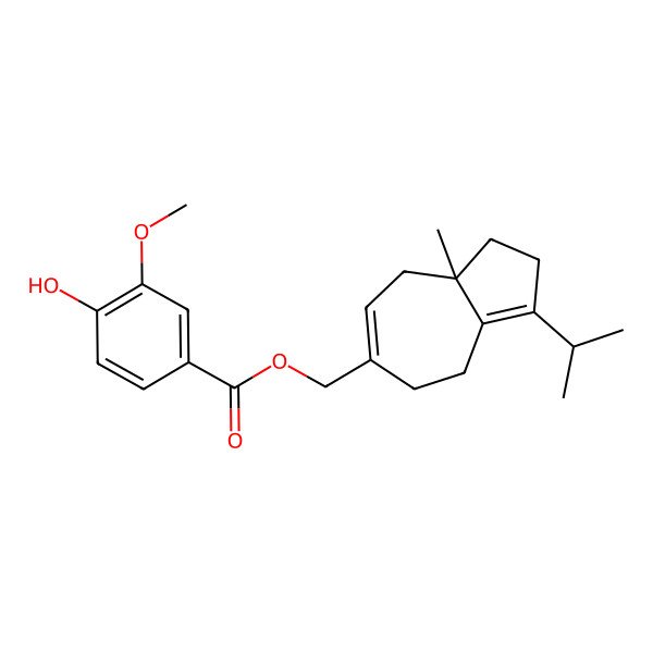 2D Structure of [(8aS)-8a-methyl-3-propan-2-yl-2,4,5,8-tetrahydro-1H-azulen-6-yl]methyl 4-hydroxy-3-methoxybenzoate