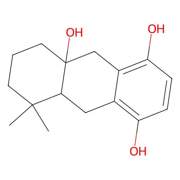 2D Structure of (8aS,10aR)-5,5-dimethyl-6,7,8,9,10,10a-hexahydroanthracene-1,4,8a-triol
