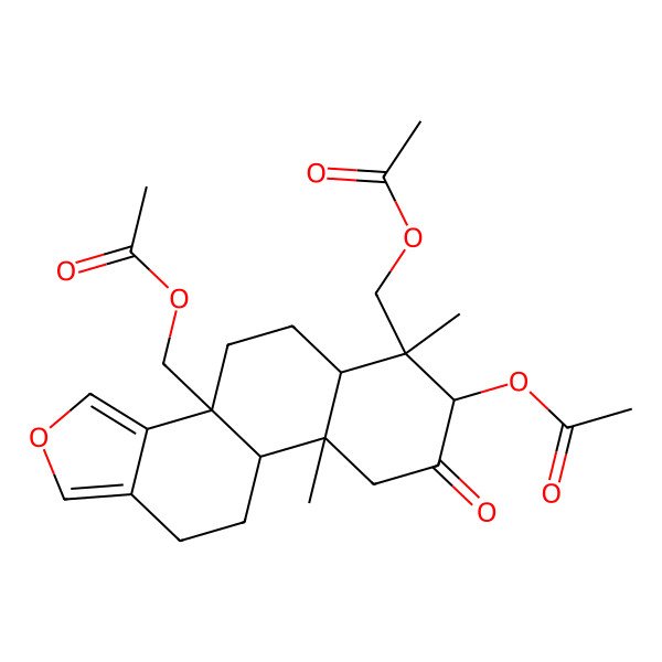 2D Structure of [(3bS,6S,7R,9aR)-7-acetyloxy-3b-(acetyloxymethyl)-6,9a-dimethyl-8-oxo-4,5,5a,7,9,9b,10,11-octahydronaphtho[2,1-e][2]benzofuran-6-yl]methyl acetate