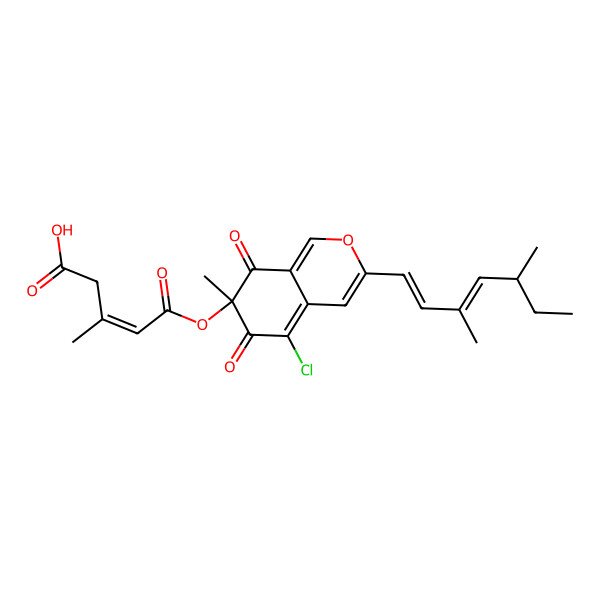 2D Structure of 5-[5-Chloro-3-(3,5-dimethylhepta-1,3-dienyl)-7-methyl-6,8-dioxoisochromen-7-yl]oxy-3-methyl-5-oxopent-3-enoic acid