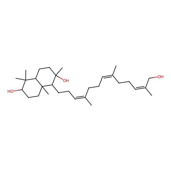 2D Structure of 1-(13-hydroxy-4,8,12-trimethyltrideca-3,7,11-trienyl)-2,5,5,8a-tetramethyl-3,4,4a,6,7,8-hexahydro-1H-naphthalene-2,6-diol