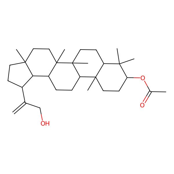 2D Structure of [1-(3-Hydroxyprop-1-en-2-yl)-3a,5a,5b,8,8,11a-hexamethyl-1,2,3,4,5,6,7,7a,9,10,11,11b,12,13,13a,13b-hexadecahydrocyclopenta[a]chrysen-9-yl] acetate