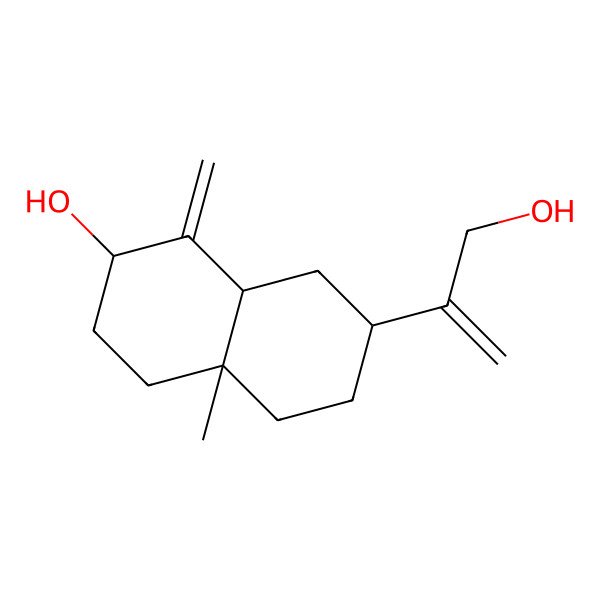 2D Structure of (2R,4aS,7R,8aR)-7-(3-hydroxyprop-1-en-2-yl)-4a-methyl-1-methylidene-2,3,4,5,6,7,8,8a-octahydronaphthalen-2-ol 2D Structure of (2R,4aS,7R,8aR)-7-(3-hydroxyprop-1-en-2-yl)-4a-methyl-1-methylidene-2,3,4,5,6,7,8,8a-octahydronaphthalen-2-ol