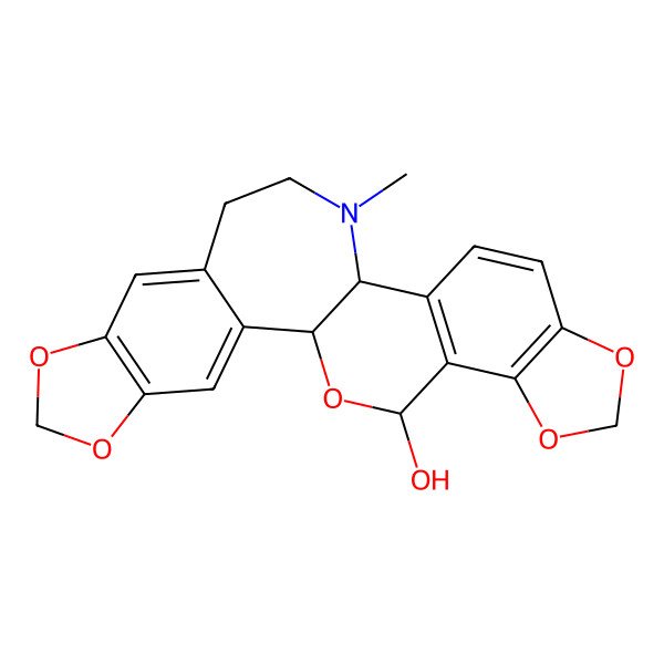 2D Structure of (1R,14S,24S)-13-methyl-5,7,19,21,25-pentaoxa-13-azahexacyclo[12.11.0.02,10.04,8.015,23.018,22]pentacosa-2,4(8),9,15(23),16,18(22)-hexaen-24-ol
