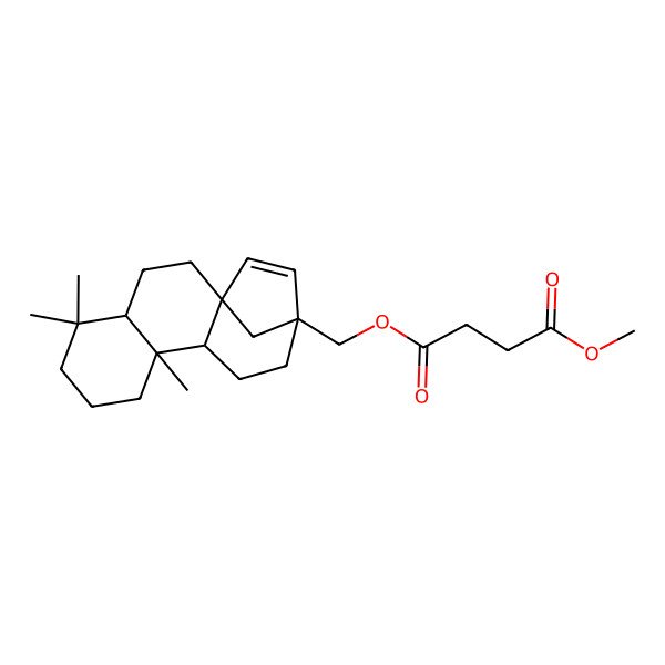 2D Structure of 1-O-methyl 4-O-[[(1R,4R,9R,10S,13R)-5,5,9-trimethyl-13-tetracyclo[11.2.1.01,10.04,9]hexadec-14-enyl]methyl] butanedioate