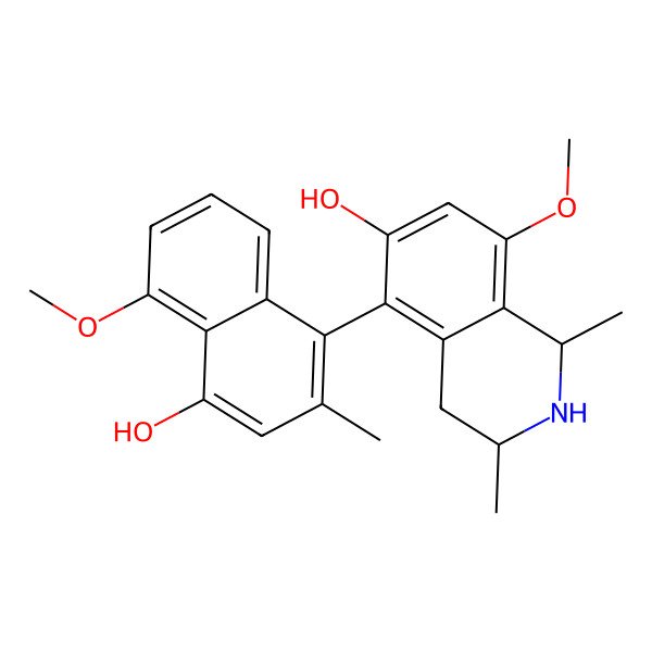 2D Structure of (1S,3S)-5-(4-hydroxy-5-methoxy-2-methylnaphthalen-1-yl)-8-methoxy-1,3-dimethyl-1,2,3,4-tetrahydroisoquinolin-6-ol 2D Structure of (1S,3S)-5-(4-hydroxy-5-methoxy-2-methylnaphthalen-1-yl)-8-methoxy-1,3-dimethyl-1,2,3,4-tetrahydroisoquinolin-6-ol