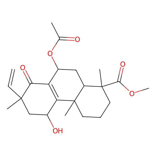 2D Structure of Methyl 9-acetyloxy-7-ethenyl-5-hydroxy-1,4a,7-trimethyl-8-oxo-2,3,4,5,6,9,10,10a-octahydrophenanthrene-1-carboxylate