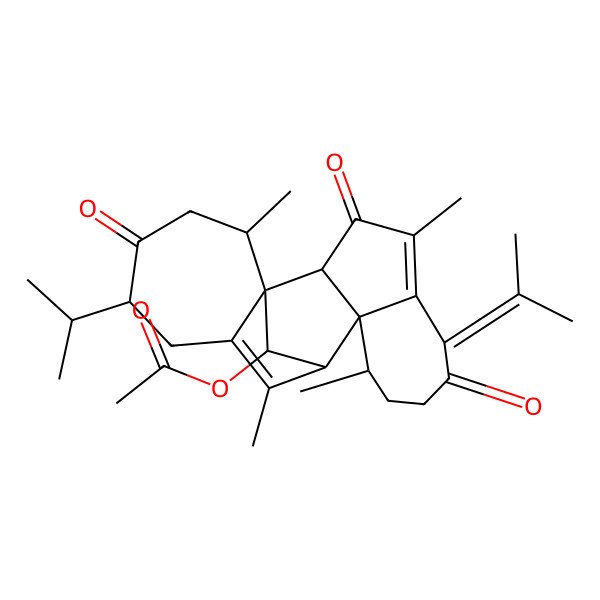 2D Structure of [(1R,2R,10R,11S,12R,16R,19S,20R)-4,10,13,19-tetramethyl-3,7,17-trioxo-16-propan-2-yl-6-propan-2-ylidene-20-pentacyclo[10.7.1.01,14.02,11.05,11]icosa-4,13-dienyl] acetate
